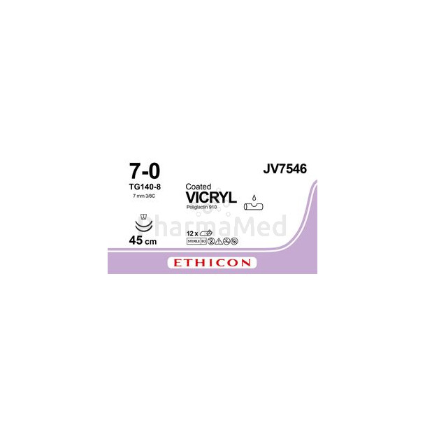 VICRYL 7/0 JV7546 Coated & Braided TG140 45cm - 12fils