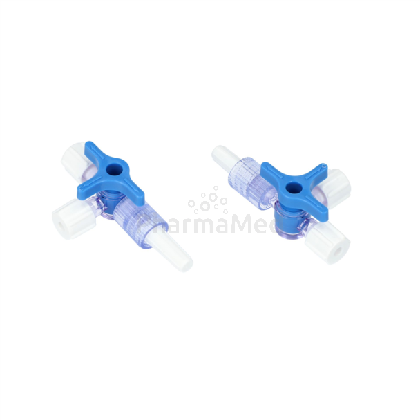 Driewegkraan steriel Luer Lock blauw - 1st