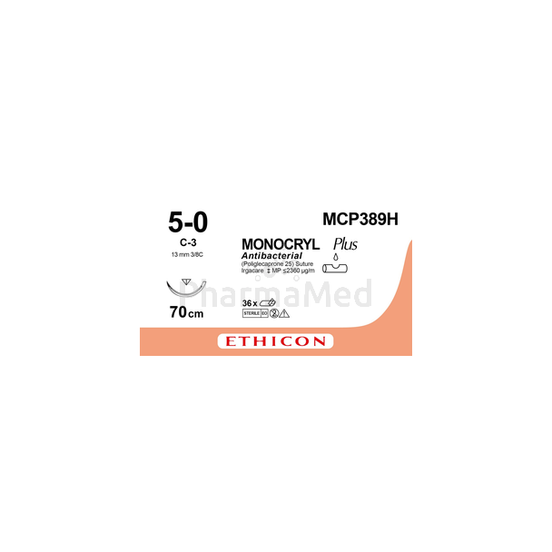 MONOCRYL PLUS 5/0 MCP389H C-3 13mm 70cm - 36 draaden