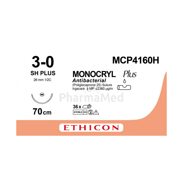 MONOCRYL 3/0 Plus MCP4160H SH 70cm - 36fils