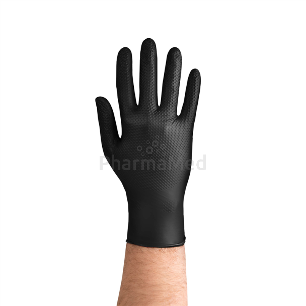 Gants nitriles GRIPZZLY texturés diamand noir - Small - 50pc