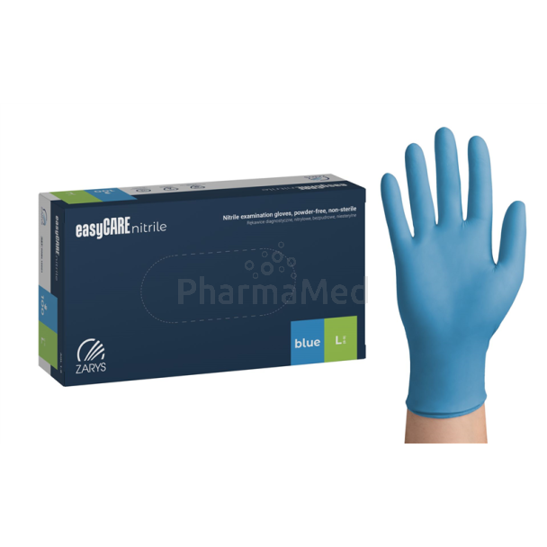 Gants nitrile Easycare bleu sans poudre - Large - 100pc