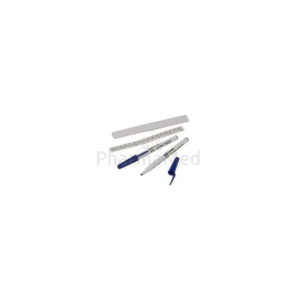 DEVON marqueur chirurgical pointe normale - avec règle et étiquettes - 50 pièces