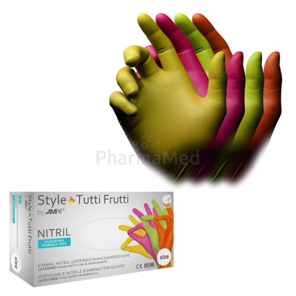 Gants nitriles multicolore Tutti-Frutti - 96pcs - Small