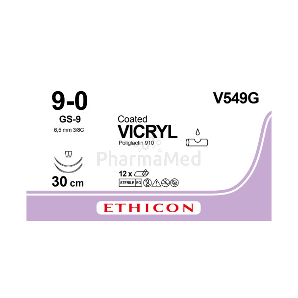 VICRYL 9/0 Coated V549G GS-9 30cm - 12fils