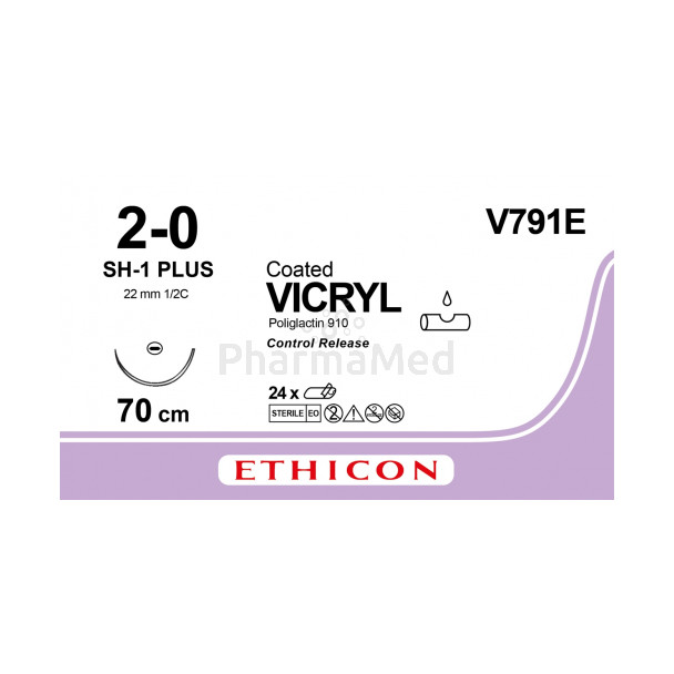 VICRYL 2/0 Coated V791E SH-1 Plus 70cm - 24draden