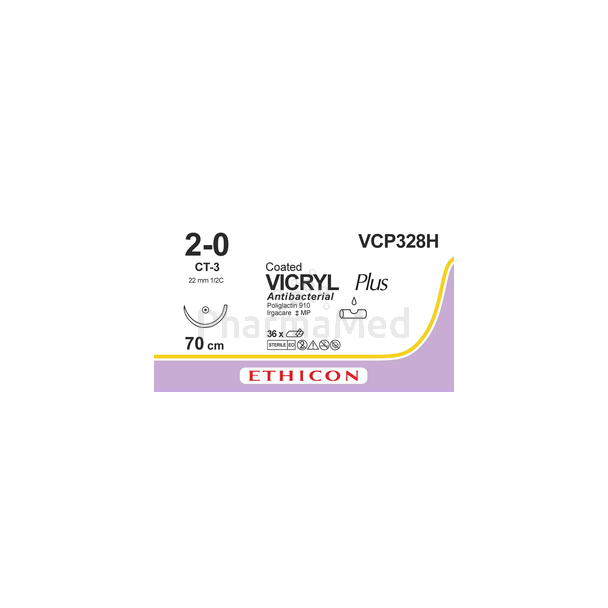 VICRYL PLUS 2/0 VCP328H CT-3 22mm 70cm - 36 fils