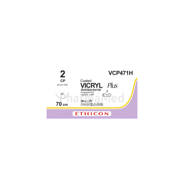 ETHICON VICRYL PLUS VCP471H CT VIO USP 2, 70cm, stérile, 36 fils