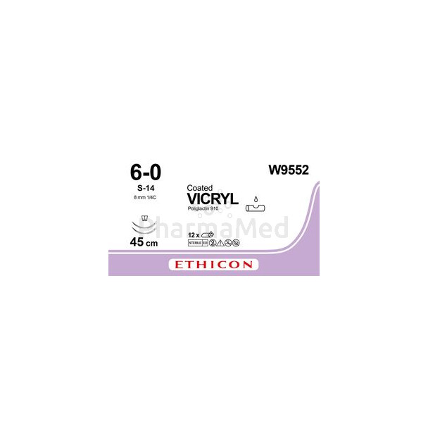 VICRYL 6/0 W9552 S-14 45cm Violet - 12fils