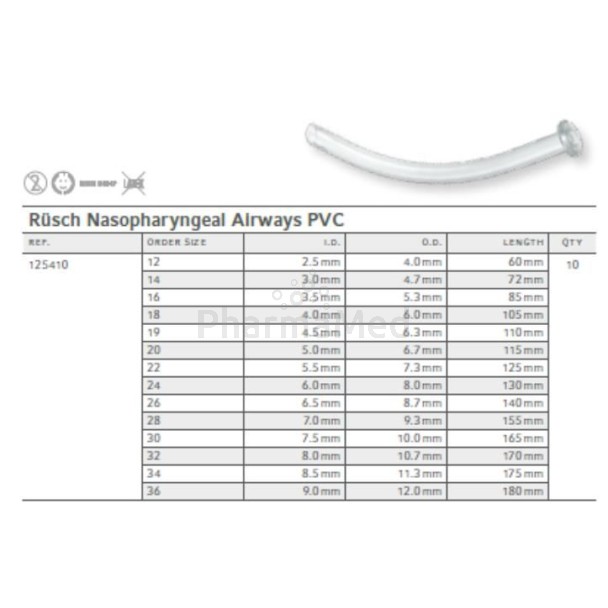Sonde nasopharyngée RUSCH en PVC - 8,0mm - 10pc