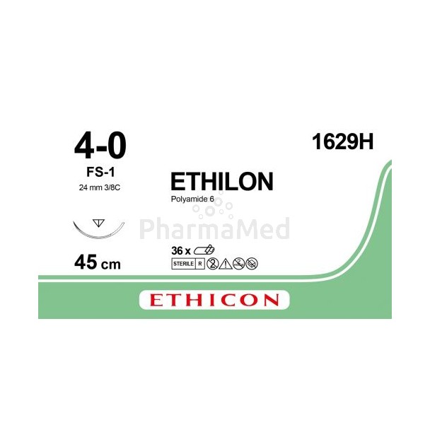 ETHILON 4/0 1629H FS-1 M1.5 45cm Noir - 36fils