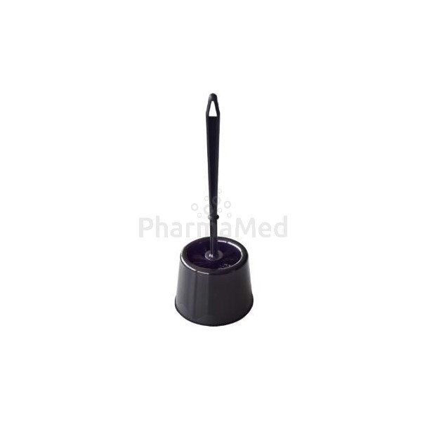 Brosse wc + support noir - modèle rond - 1pc