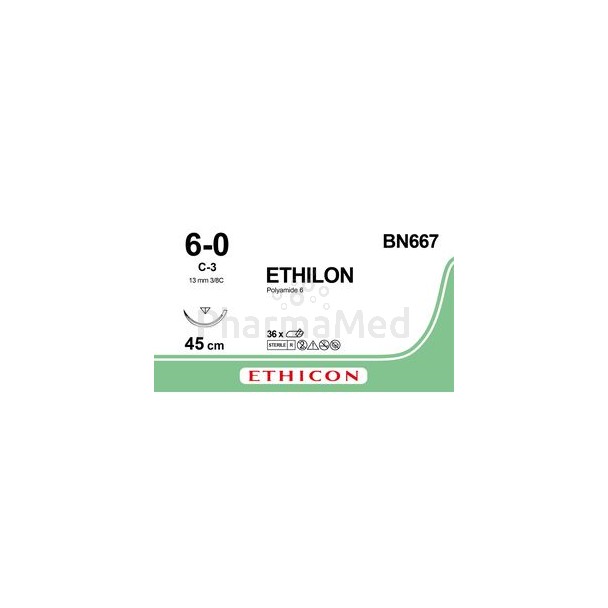 ETHILON 6-0 C-3 MO.7 BN667 45cm Noir - 36fils