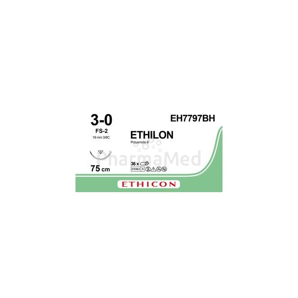ETHILON 3/0 EH7797BH USP FS-2 75cm Noir - 36fils