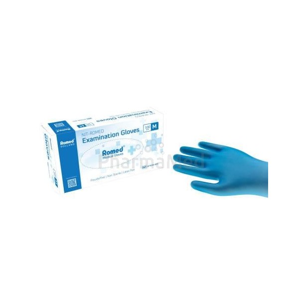Gant Nitrom ROMED bleu non poudré - L - 100pc
