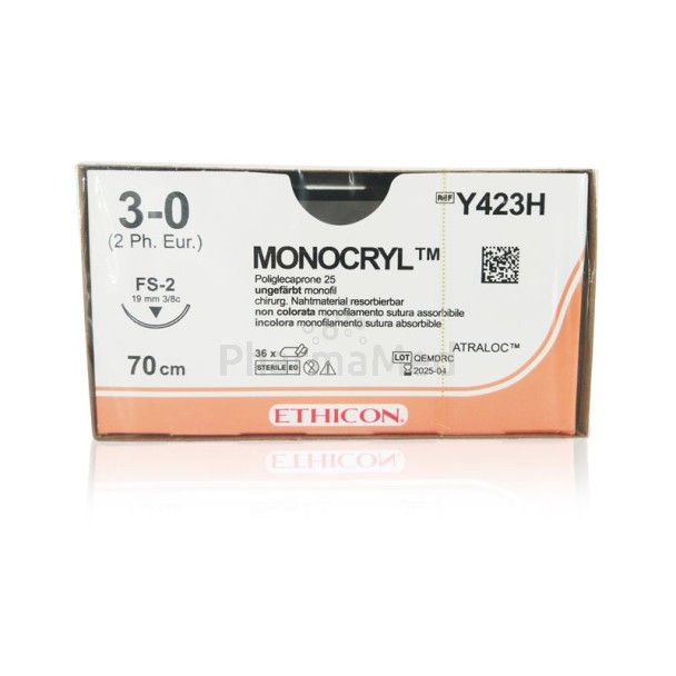 MONOCRYL 3/0 Y423H FS-2 3/8 19mm 70cm - 36draden
