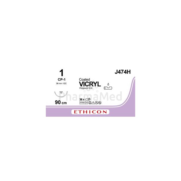 VICRYL 1/0 J474H CP-1 90cm Violet - 36fils