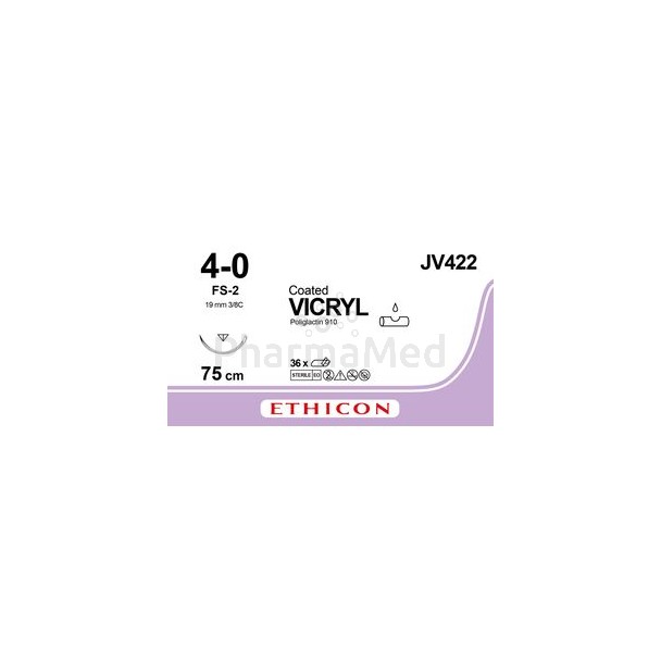 VICRYL 4/0 JV422 FS-2 19mm 75cm Kleurloos - 36draden