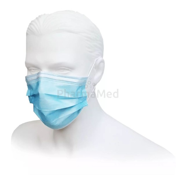 Masques 3 plis Type IIR bleus élastique(50pc)