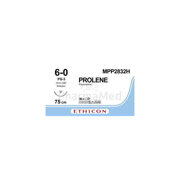 PROLENE 6/0 MPP2832H 75cm PS-2 Bleu - 36fils