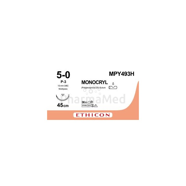 MONOCRYL+ 5/0 MPY493H P-3 Prime 45cm 3/8 - 36draden