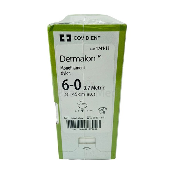 DERMALON 6/0 C 1 45cm Bleu - 36fils