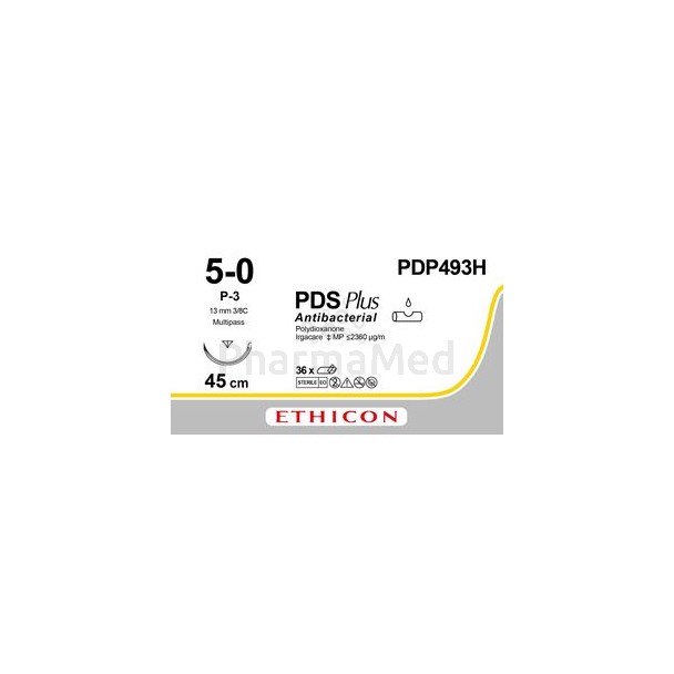 ETICON PDS+ II 5/0 PDP493H P-3 Antibacterieel - 36draden