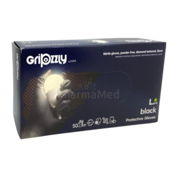 Gants nitriles GRIPZZLY texturés diamand noir XX-Large - 50pc