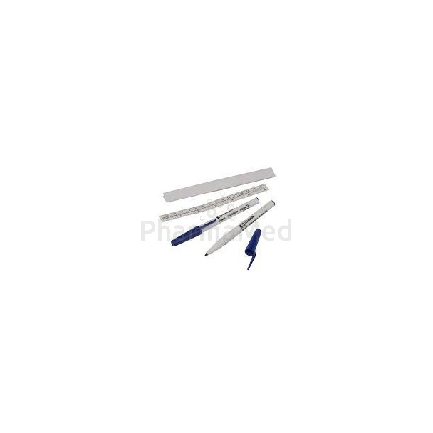 DEVON marqueur chirurgical pointe normale - avec règle et étiquettes - 50 pièces