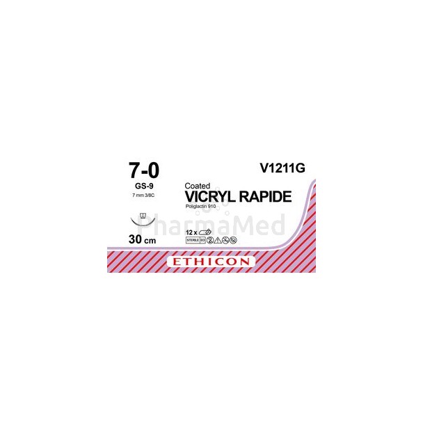 VICRYL RAPID 7/0 V1211G GS-9 30cm - 12pc