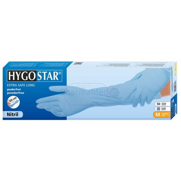 Gants nitrile EURO. 40cm bleu ss poud. L(50p)