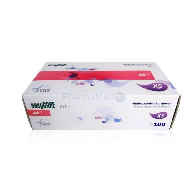 Gants nitrile easyCARE rose X SMALL ss poud/100