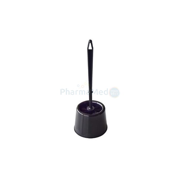 Brosse wc + support noir - modèle rond - 1pc