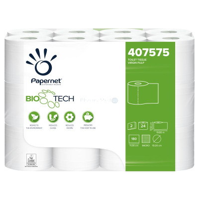 Papier toilette actif BIOTECH 180coupons 2plis  - 96 rouleau