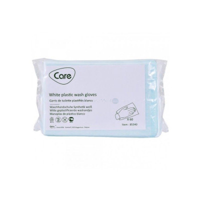 Gants de toilette à jeter plastif. CARE (60p)