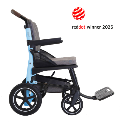 Fauteuil roulant pliant KMINA PRO bleu - petites roues