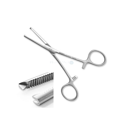 Pince KOCHER métal 12,5cm droite avec griffes - 1pc
