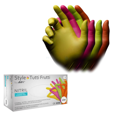 Veelkleurige nitrilhandschoenen Tutti-Frutti - 100st - X-Large