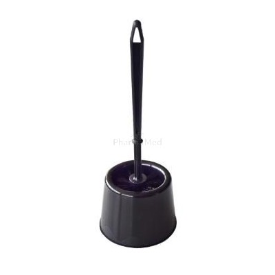 Brosse wc + support noir - modèle rond - 1pc